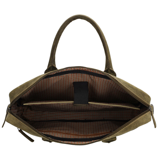 Businesstasche 40 x 30,5cm in Olivgrün mit Reißverschluss - leder-accessoires.com