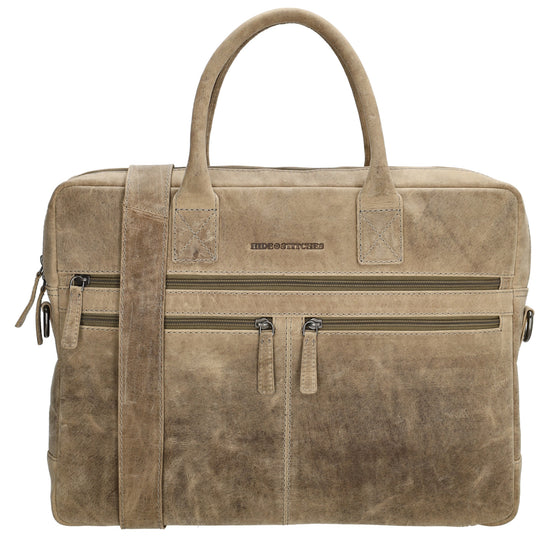 Businesstasche 40 x 30,5cm in Sand| Natur mit Reißverschluss - leder-accessoires.com