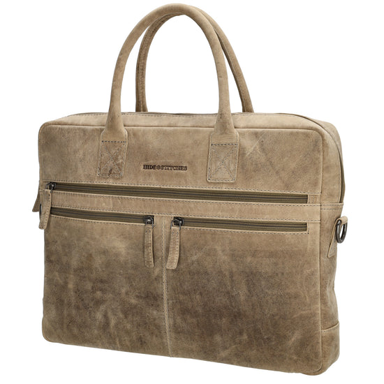Businesstasche 40 x 30,5cm in Sand| Natur mit Reißverschluss - leder-accessoires.com