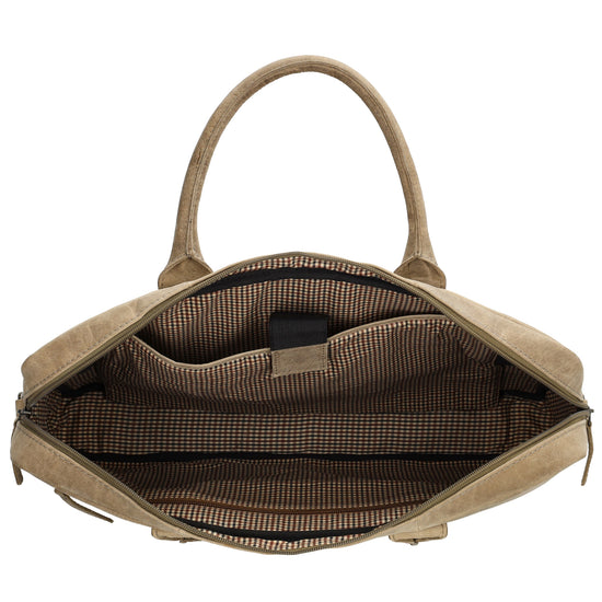 Businesstasche 40 x 30,5cm in Sand| Natur mit Reißverschluss - leder-accessoires.com
