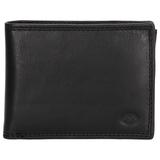 Geldbörse Querformat 11,5 x 9,5cm in Schwarz aus Leder
