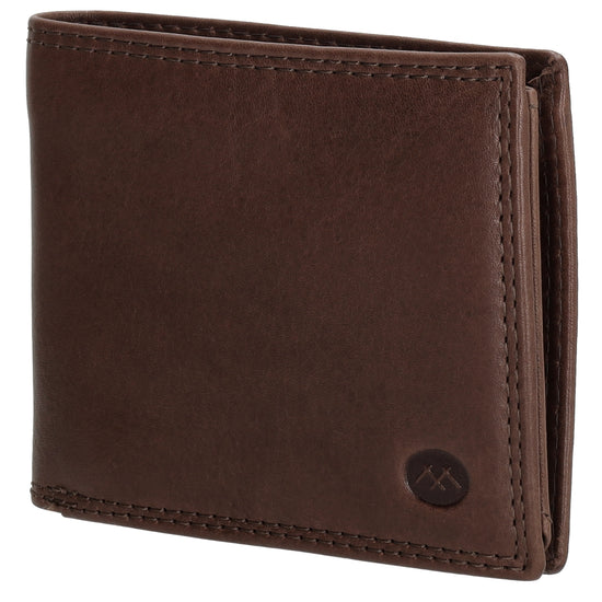 Geldbörse Querformat 11,5 x 9,5cm in Dunkelbraun aus Leder - leder-accessoires.com