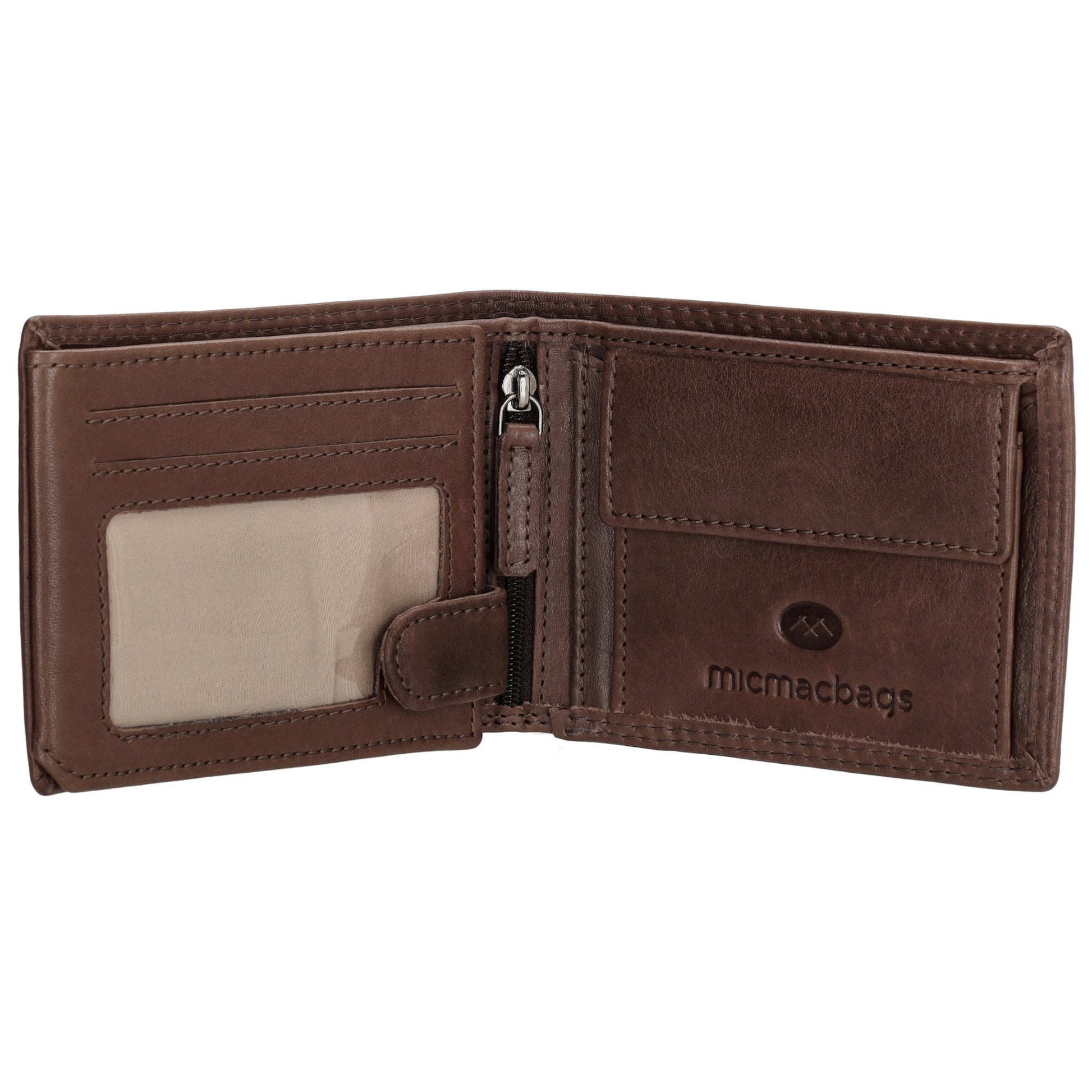 Geldbörse Querformat 11,5 x 9,5cm in Dunkelbraun aus Leder - leder-accessoires.com