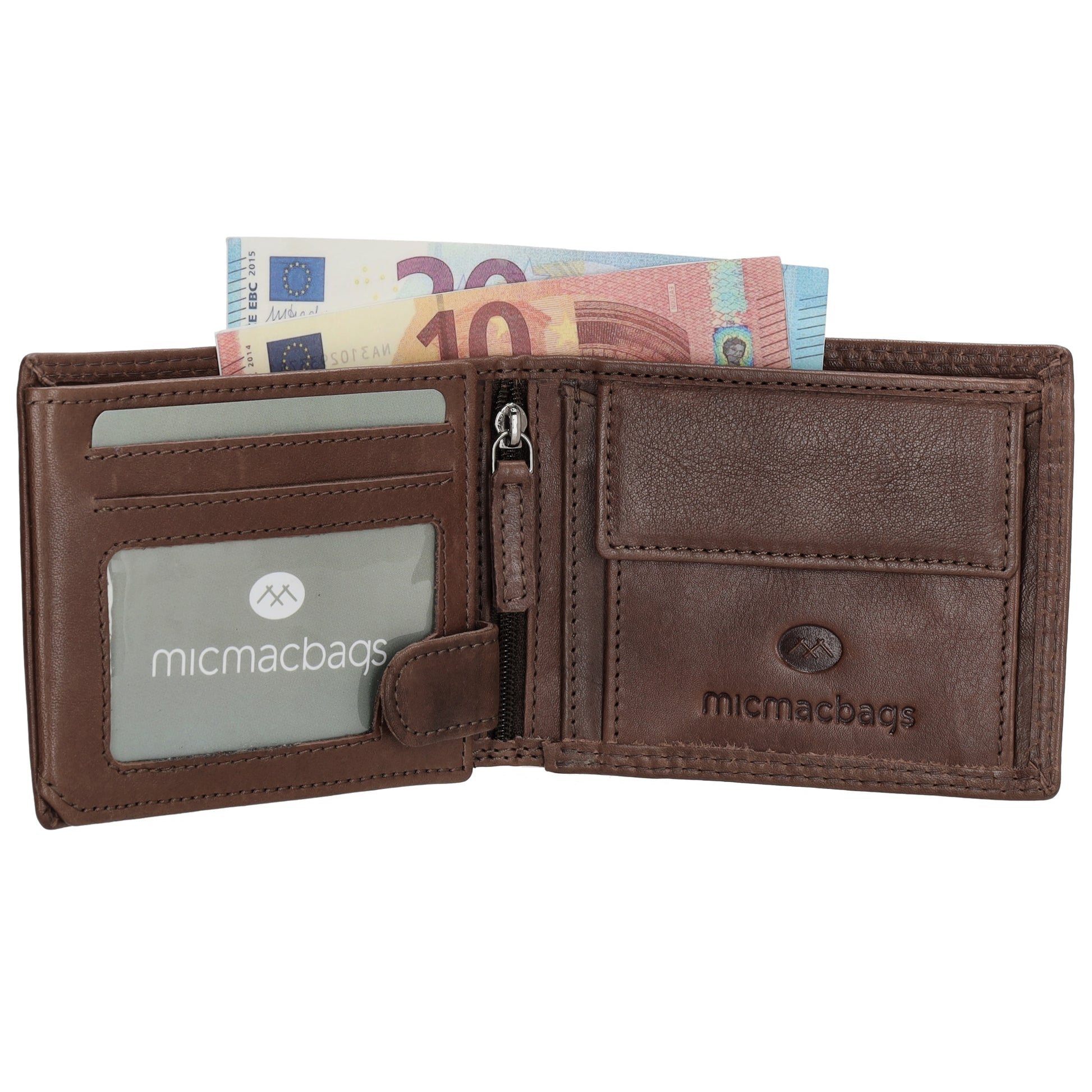 Geldbörse Querformat 11,5 x 9,5cm in Dunkelbraun aus Leder - leder-accessoires.com