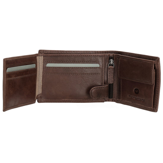 Geldbörse Querformat 11,5 x 9,5cm in Dunkelbraun aus Leder - leder-accessoires.com