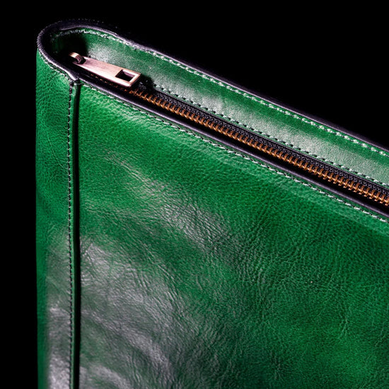 Dokumentenmappe-| Organizer A4 in Grün mit Reißverschluss - leder-accessoires.com
