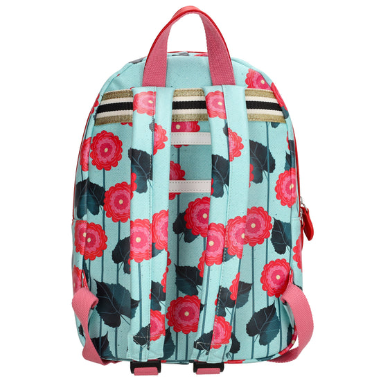 Kinderrucksack 25x35cm mit Blumenmuster in Türkis - leder-accessoires.com