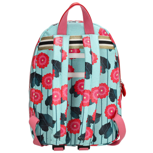 Kinderrucksack 25x35cm mit Blumenmuster in Türkis
