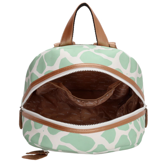 Kinderrucksack 27,5x38cm mit Giraffenmuster in Mint - leder-accessoires.com