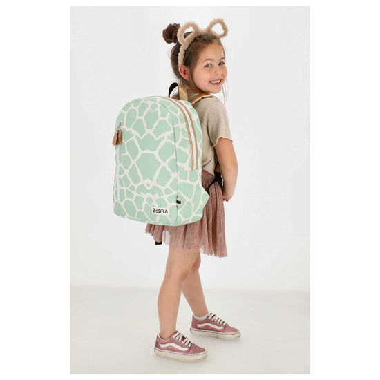 Kinderrucksack 27,5x38cm mit Giraffenmuster in Mint - leder-accessoires.com