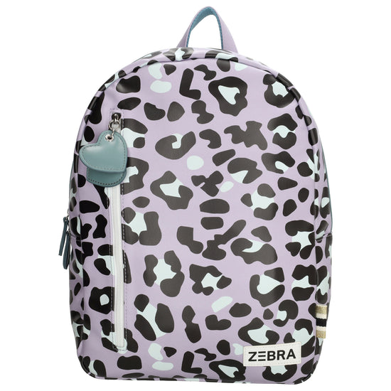 Kinderrucksack 27,5x38cm mit Pantermuster in Lila - leder-accessoires.com