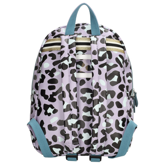 Kinderrucksack 27,5x38cm mit Pantermuster in Lila - leder-accessoires.com