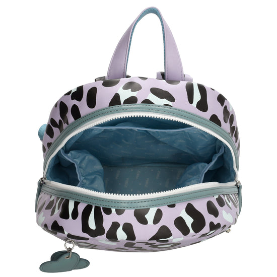 Kinderrucksack 27,5x38cm mit Pantermuster in Lila - leder-accessoires.com