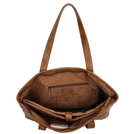 Shopper 43 x 34cm in Cognac mit Reißverschluss in Lederoptik - leder-accessoires.com