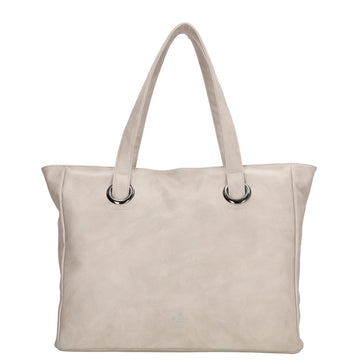 Shopper 43 x 34cm in Helltaupe mit Reißverschluss in Lederoptik