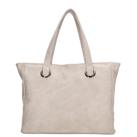 Shopper 43 x 34cm in Helltaupe mit Reißverschluss in Lederoptik