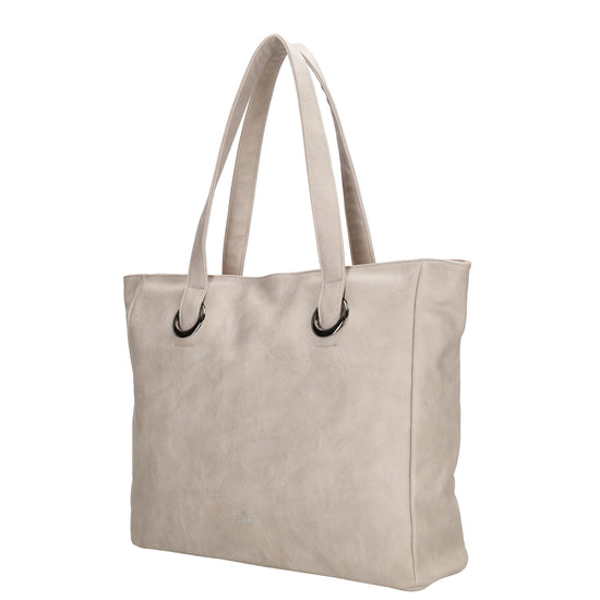 Shopper 43 x 34cm in Helltaupe mit Reißverschluss in Lederoptik - leder-accessoires.com