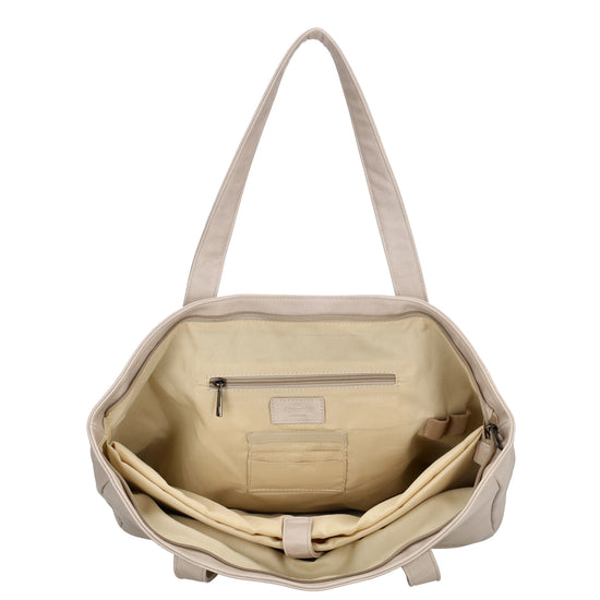 Shopper 43 x 34cm in Helltaupe mit Reißverschluss in Lederoptik - leder-accessoires.com