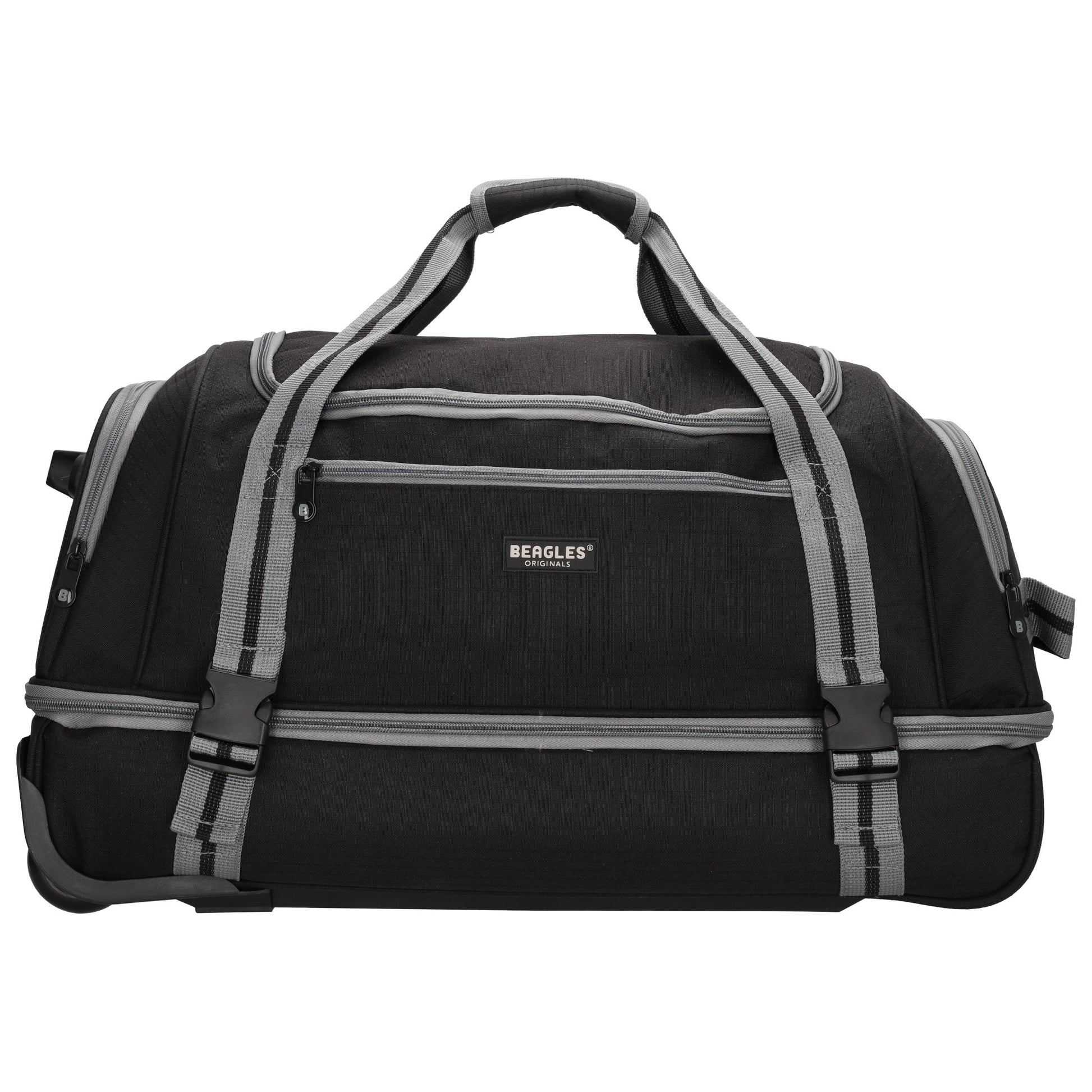 Trolleyreisetasche 60 x 32cm in Schwarz mit separatem Staufach unten - leder-accessoires.com