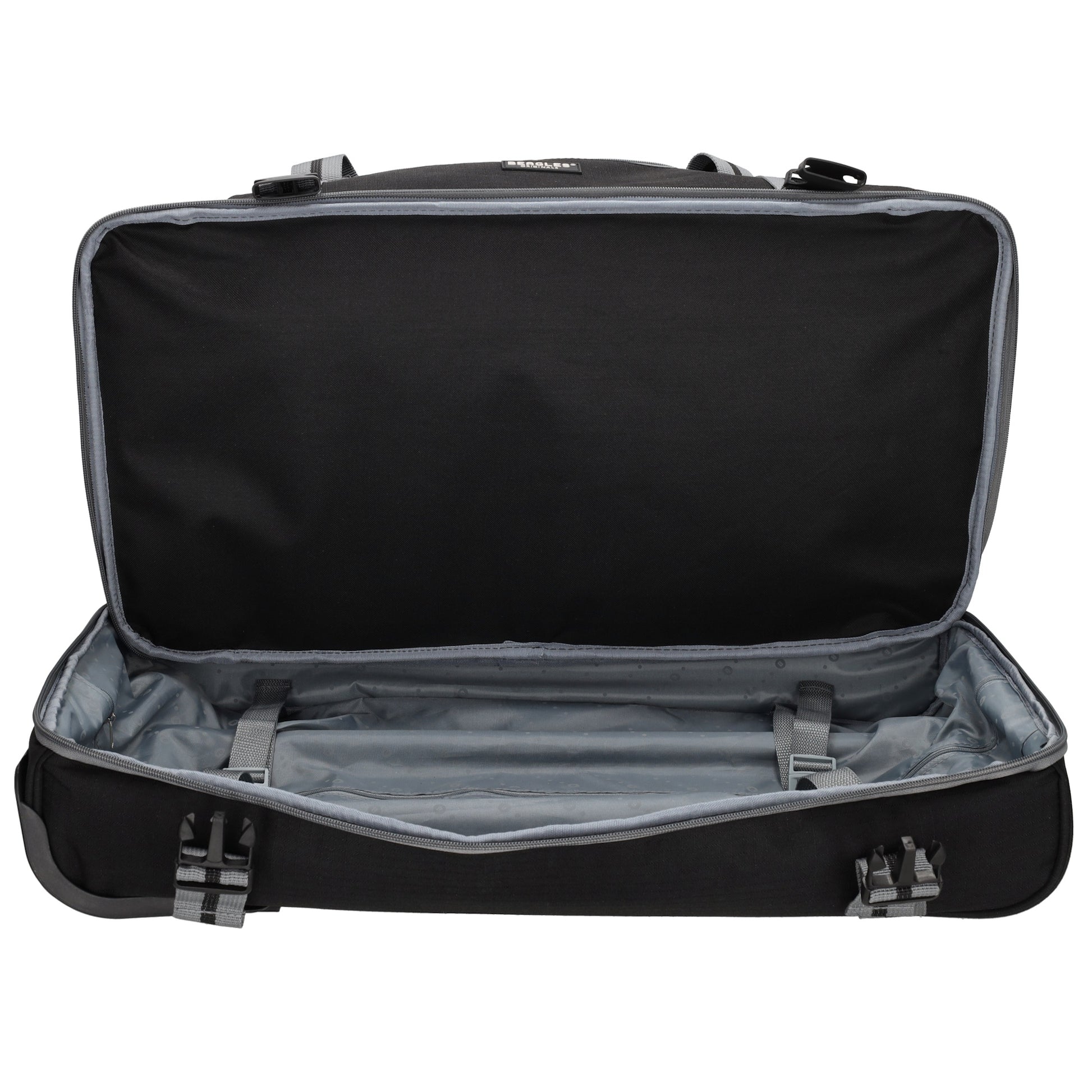 Trolleyreisetasche 60 x 32cm in Schwarz mit separatem Staufach unten - leder-accessoires.com