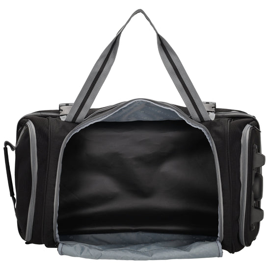 Trolleyreisetasche 60 x 32cm in Schwarz mit separatem Staufach unten - leder-accessoires.com