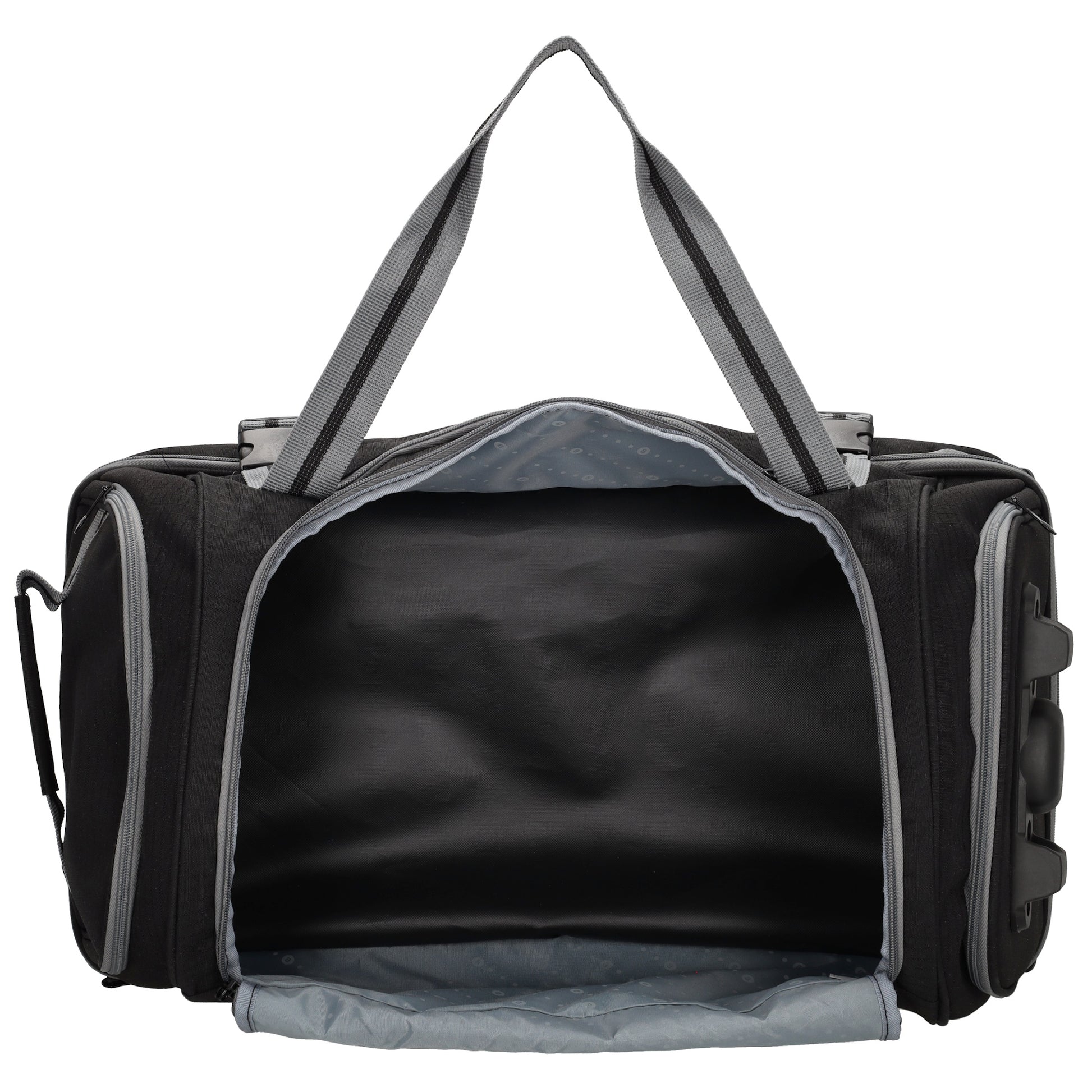 Trolleyreisetasche 60 x 32cm in Schwarz mit separatem Staufach unten - leder-accessoires.com