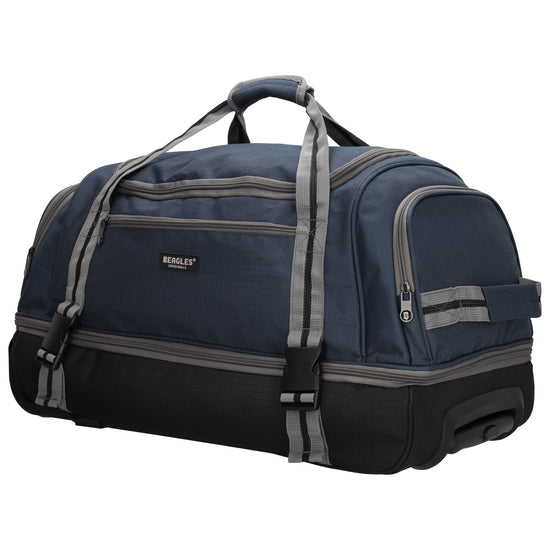 Trolleyreisetasche 60 x 32cm in Blau|Marine mit separatem Staufach unten - leder-accessoires.com