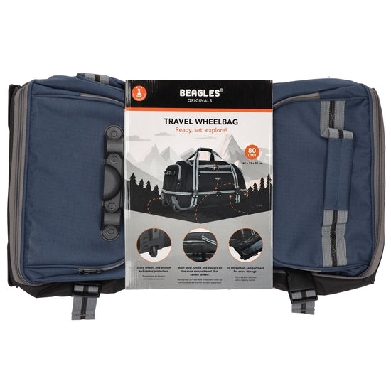 Trolleyreisetasche 60 x 32cm in Blau|Marine mit separatem Staufach unten - leder-accessoires.com