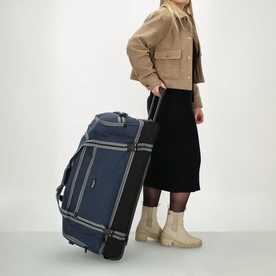Trolleyreisetasche 80 x 36cm in Blau mit Seitentaschen - leder-accessoires.com