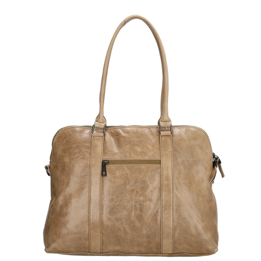 Schulter-|Businesstasche 36 x 28,5cm in Taupe mit Reißverschluss