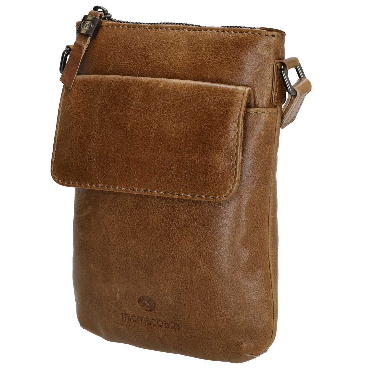 Umhängetasche| Mini Bag 16,5 x 22cm in Braun aus Leder mit Vortasche