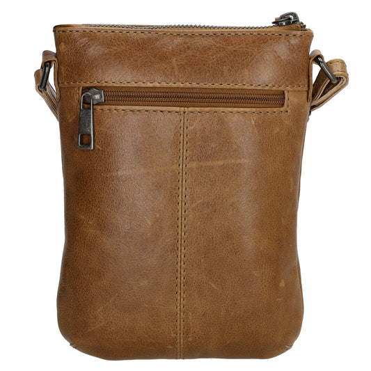Umhängetasche| Mini Bag 16,5 x 22cm in Braun aus Leder mit Vortasche