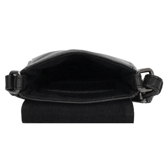 Handytasche| Minibag 10,5 x 16,5cm in Schwarz aus Leder mit Überschlag - leder-accessoires.com