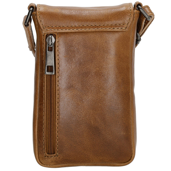 Handytasche| Minibag 10,5 x 16,5cm in Braun aus Leder mit Überschlag - leder-accessoires.com