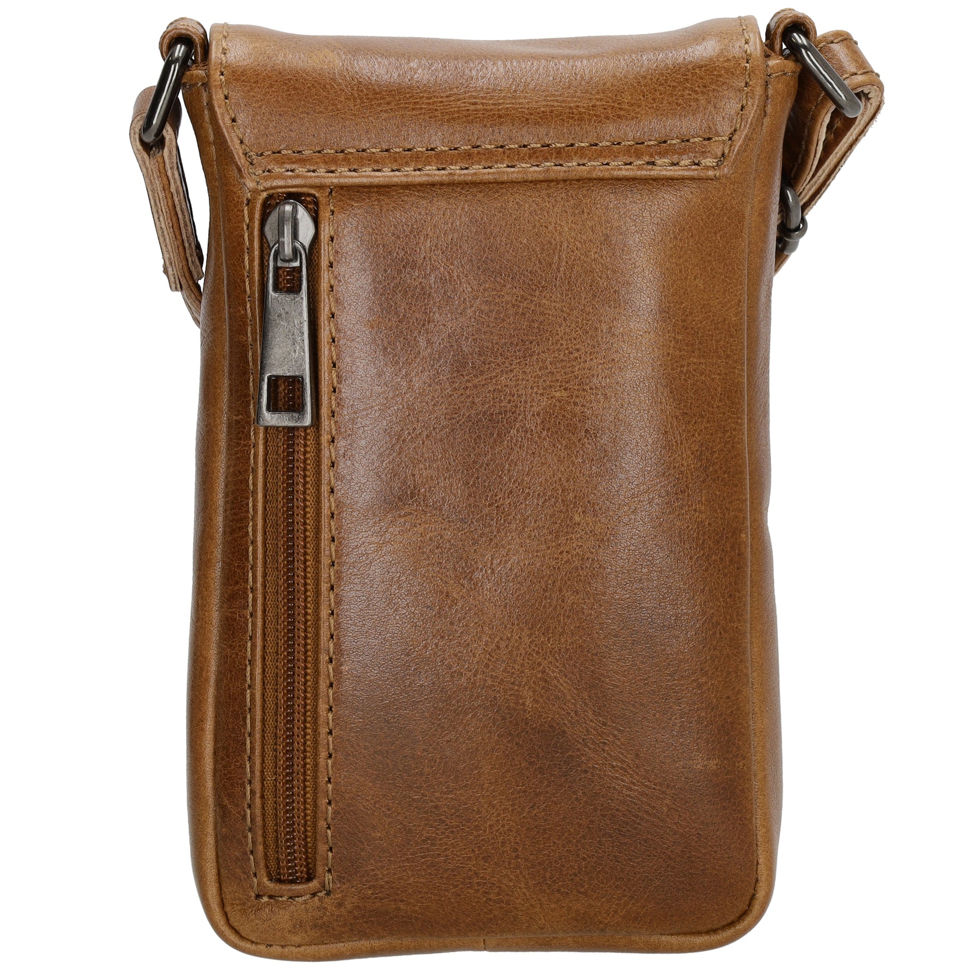 Handytasche| Minibag 10,5 x 16,5cm in Braun aus Leder mit Überschlag - leder-accessoires.com