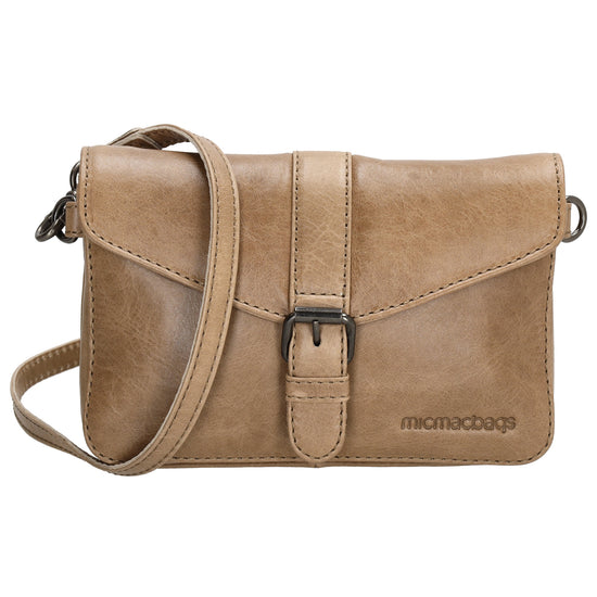 Umhängetasche| Gürteltasche 19 x 11,5cm in Taupe aus Leder - leder-accessoires.com