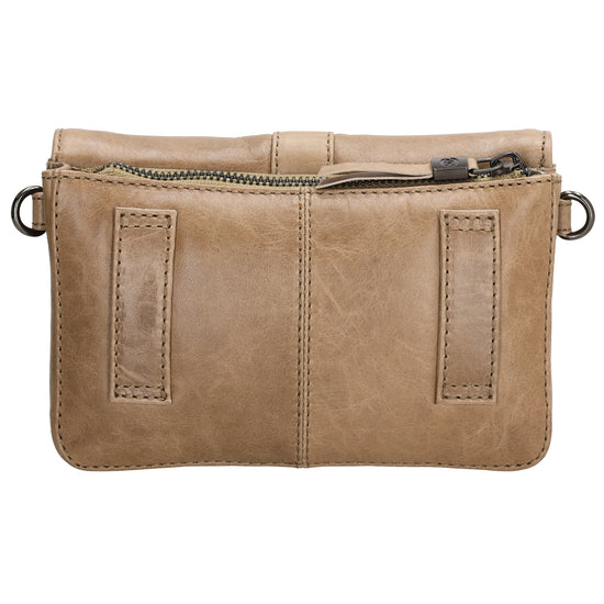 Umhängetasche| Gürteltasche 19 x 11,5cm in Taupe aus Leder - leder-accessoires.com