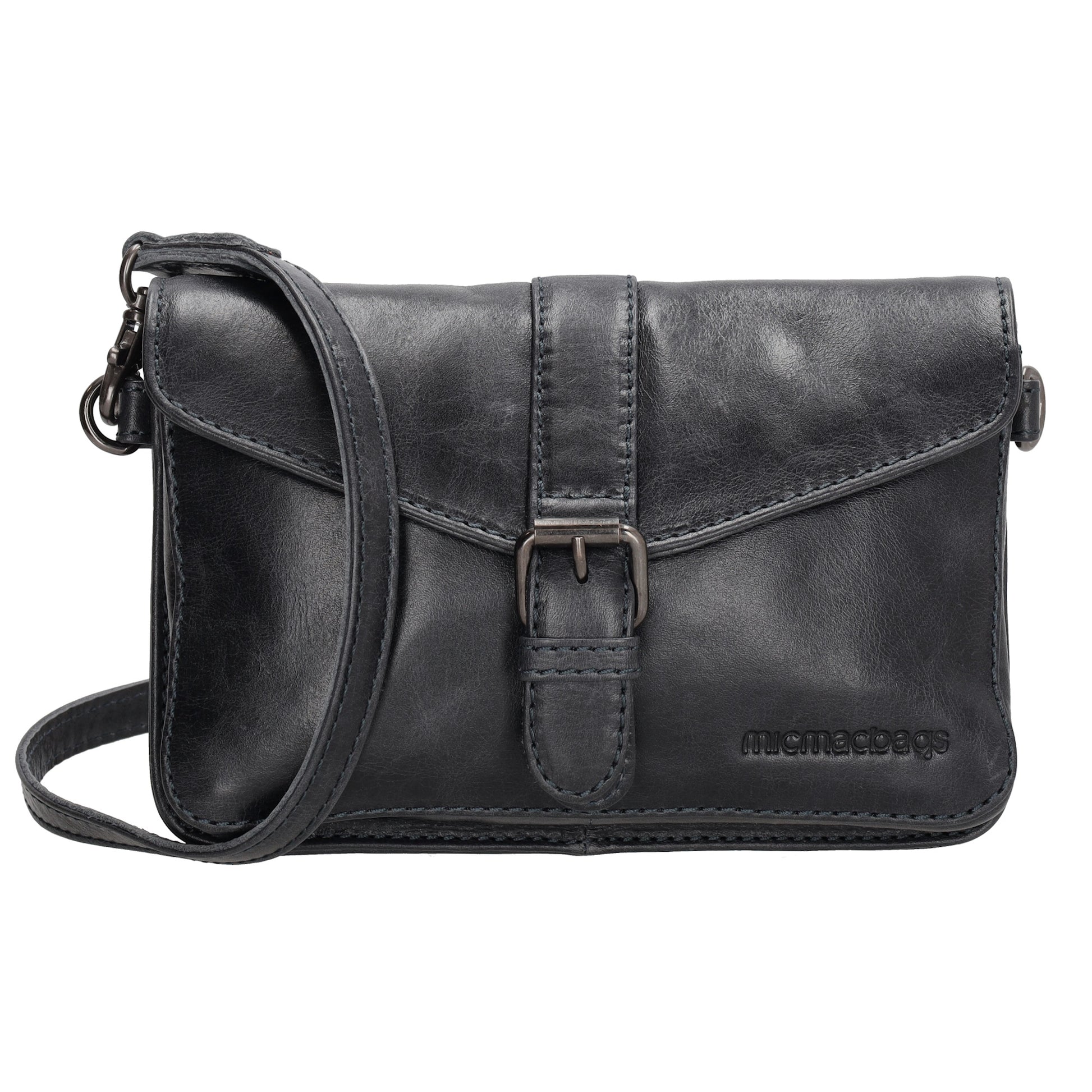 Umhängetasche| Gürteltasche 19 x 11,5cm in Dunkelblau aus Leder - leder-accessoires.com