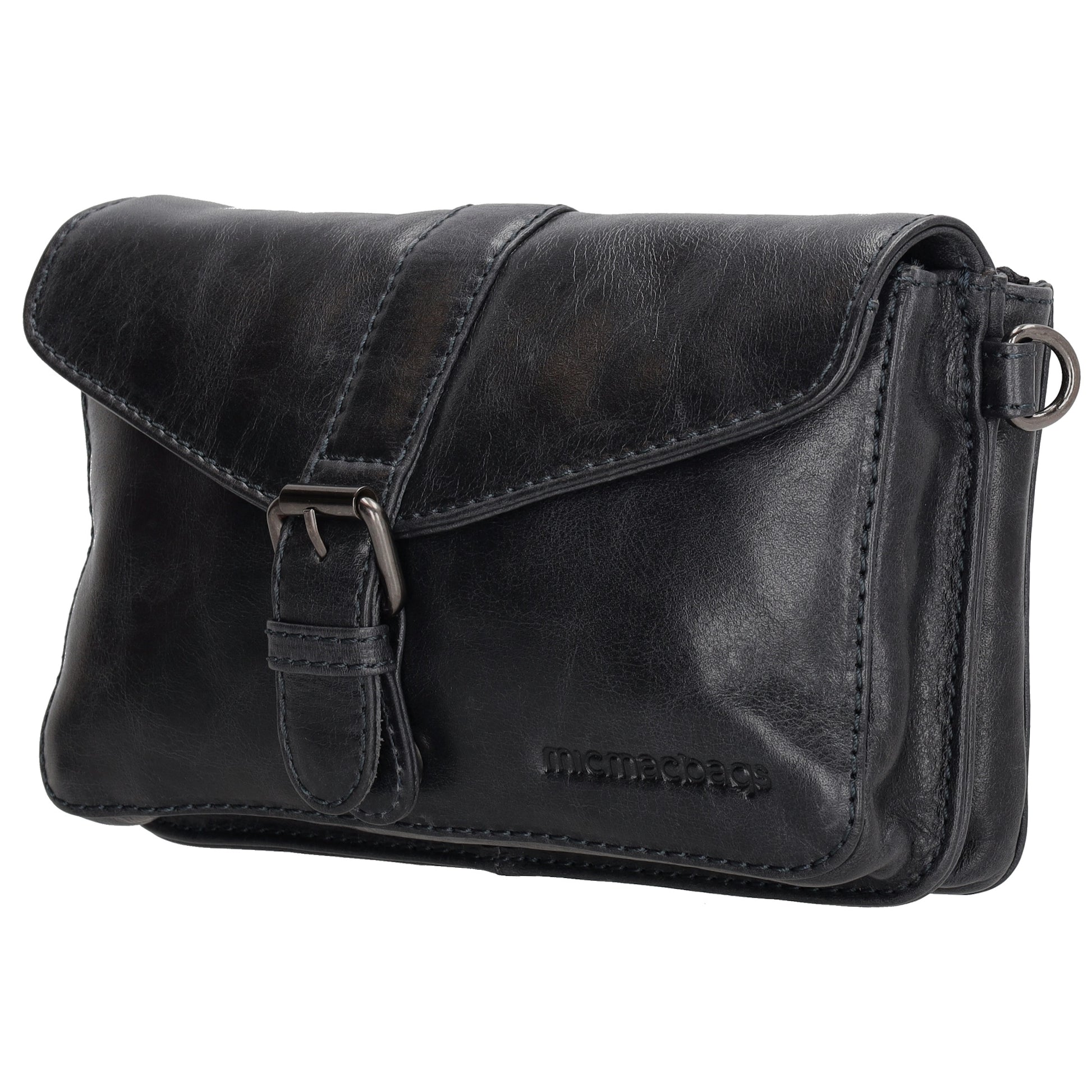 Umhängetasche| Gürteltasche 19 x 11,5cm in Dunkelblau aus Leder - leder-accessoires.com
