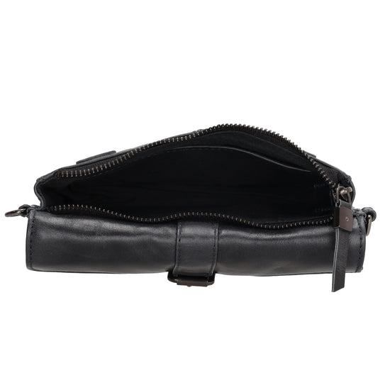 Umhängetasche| Gürteltasche 19 x 11,5cm in Dunkelblau aus Leder - leder-accessoires.com