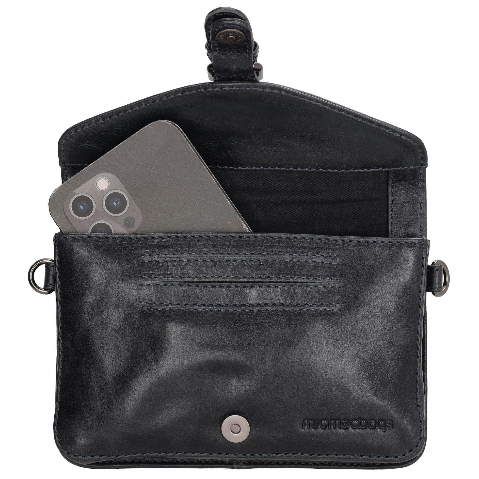 Umhängetasche| Gürteltasche 19 x 11,5cm in Dunkelblau aus Leder - leder-accessoires.com