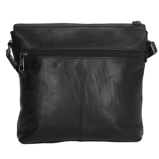 Schultertasche 25,5x23,5cm in Schwarz aus Leder