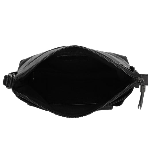 Schultertasche 25,5x23,5cm in Schwarz aus Leder - leder-accessoires.com