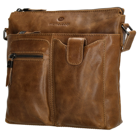 Schultertasche 25,5x23,5cm in Cognac aus Leder - leder-accessoires.com