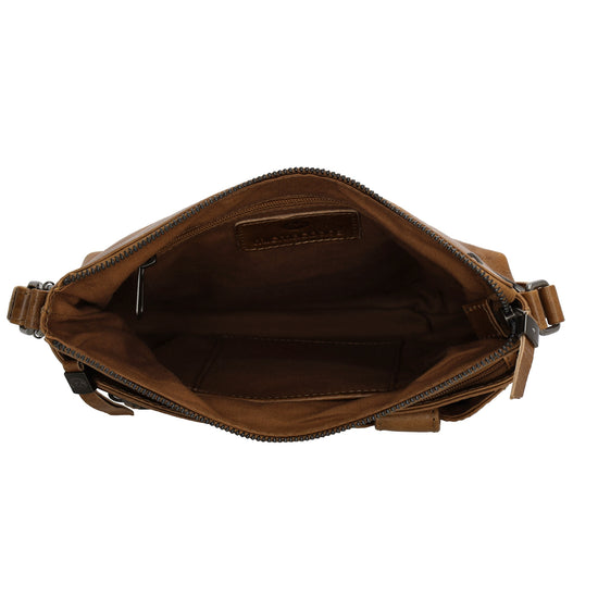 Schultertasche 25,5x23,5cm in Cognac aus Leder - leder-accessoires.com