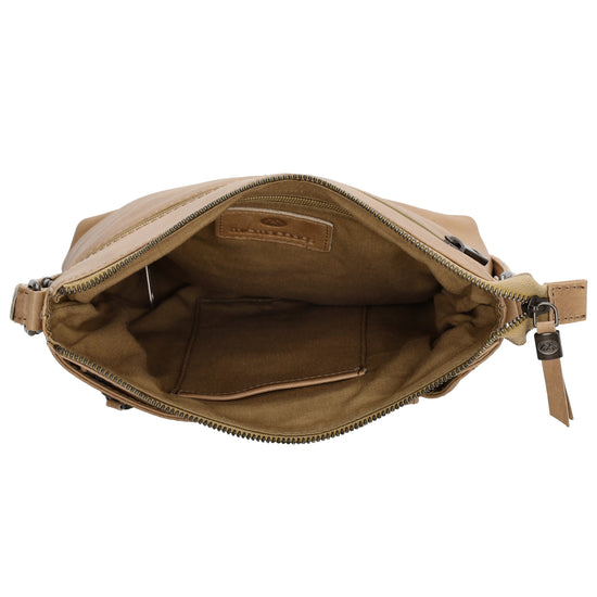 Schultertasche 25,5x23,5cm in Beige|Natur aus Leder - leder-accessoires.com