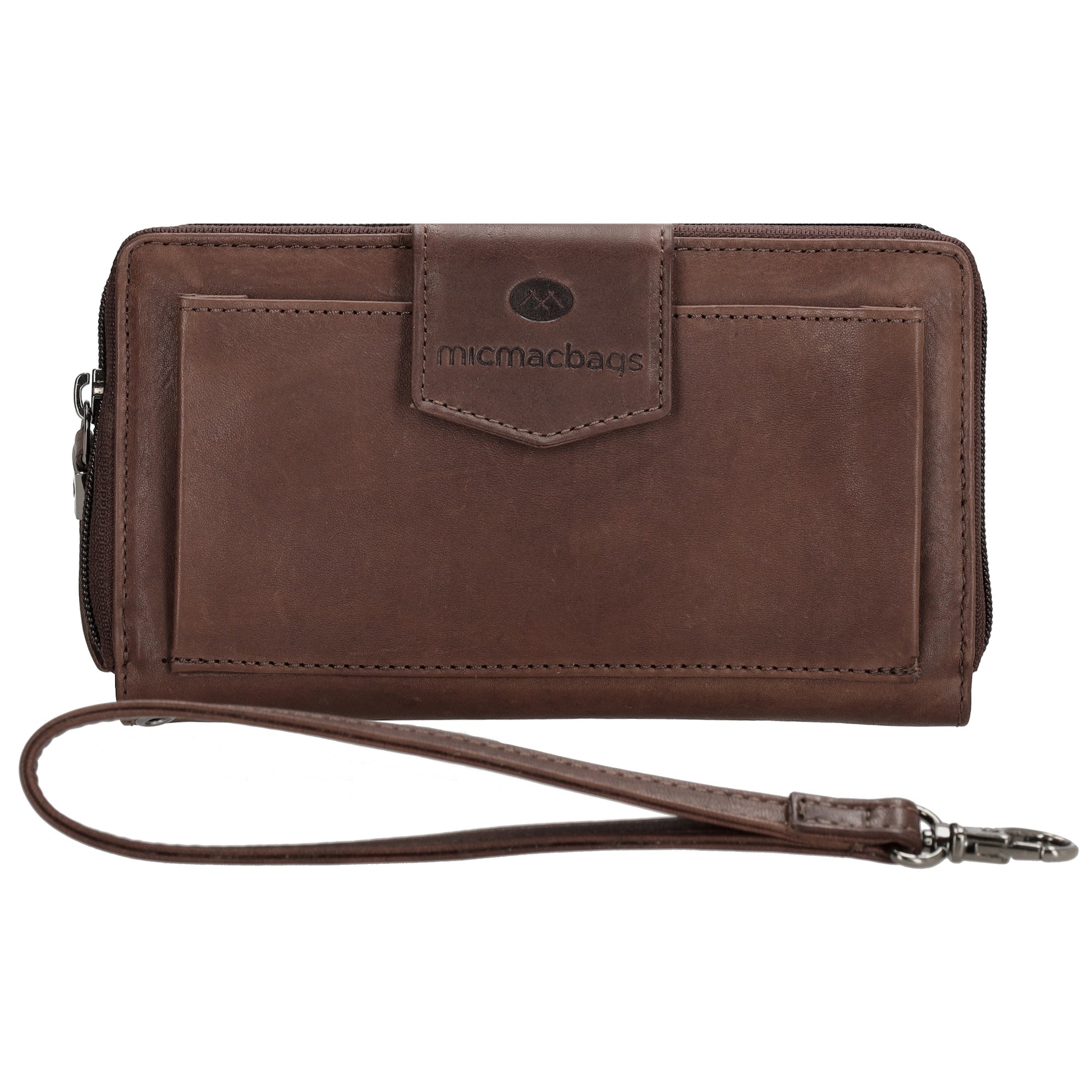 Lederbörse 19x10cm in Dunkelbraun mit Überschlag und Druckknopf - leder-accessoires.com