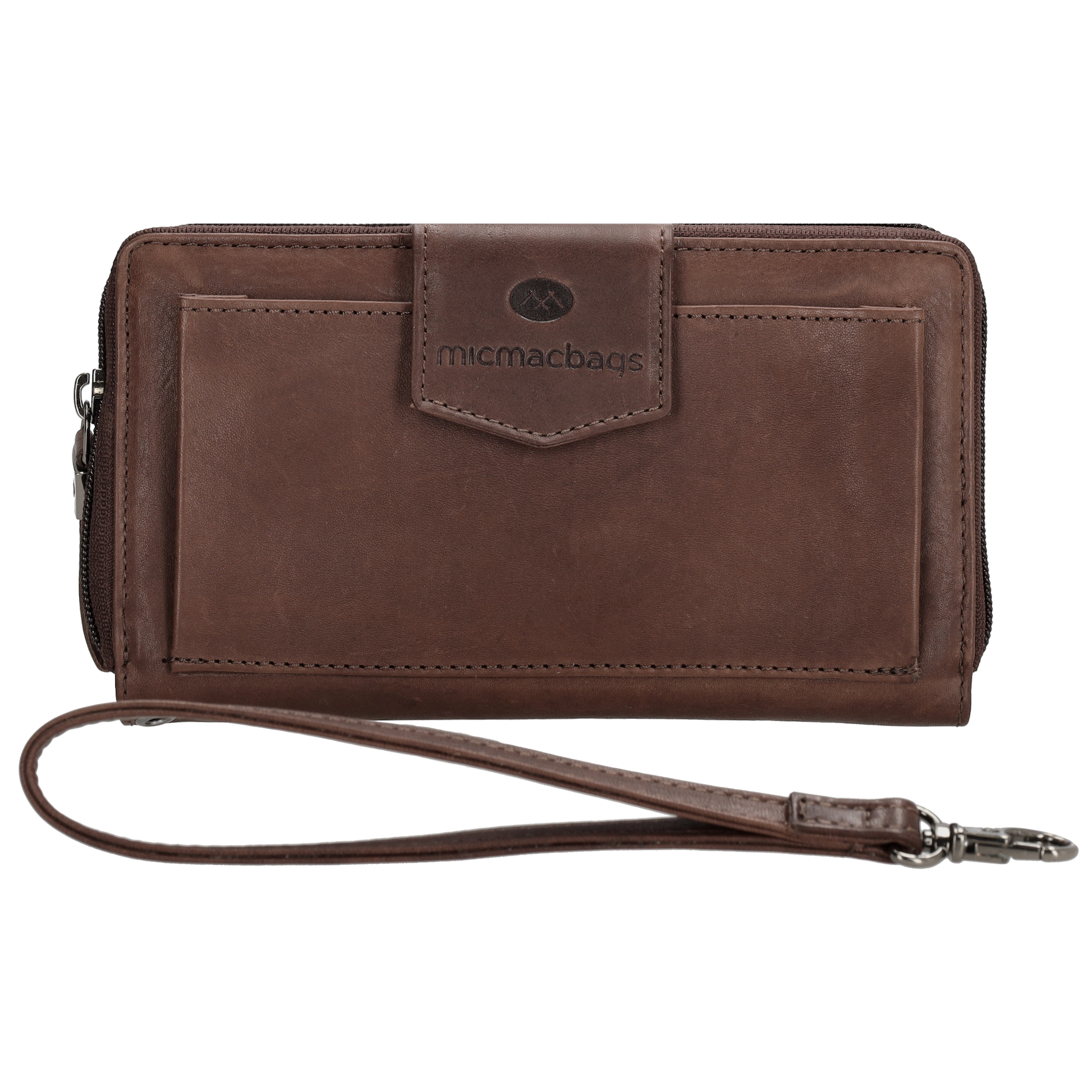 Lederbörse 19x10cm in Dunkelbraun mit Überschlag und Druckknopf - leder-accessoires.com