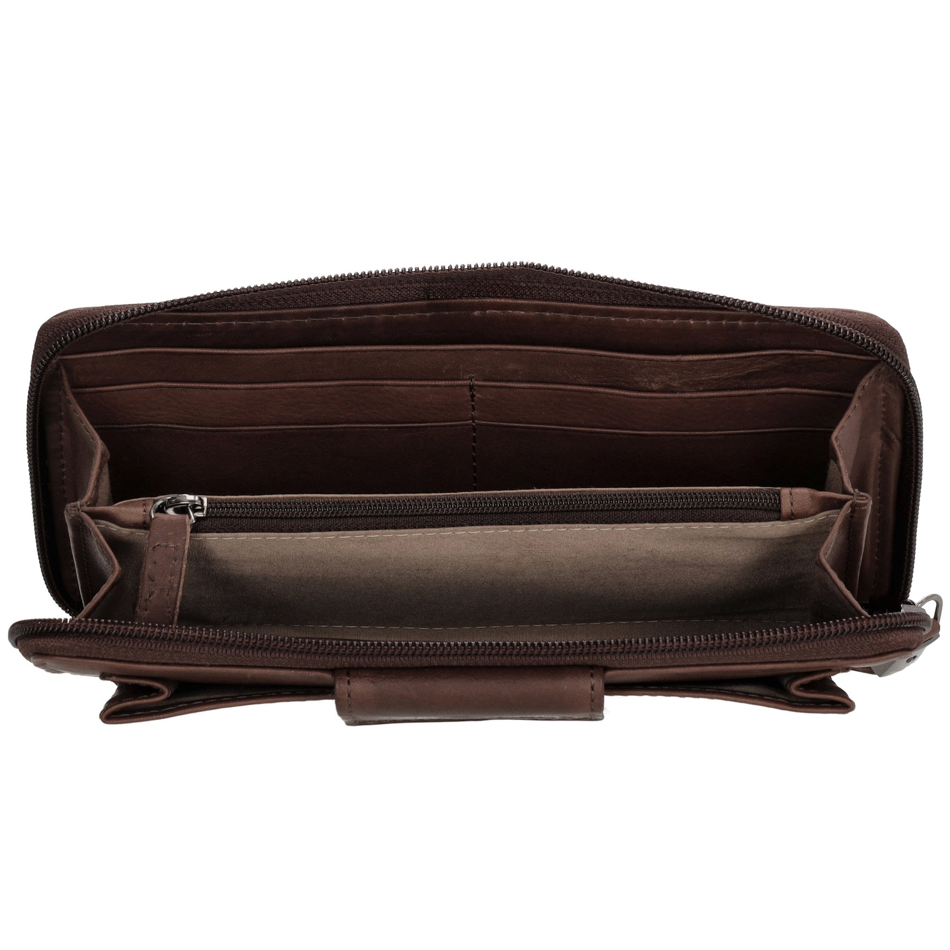 Lederbörse 19x10cm in Dunkelbraun mit Überschlag und Druckknopf - leder-accessoires.com