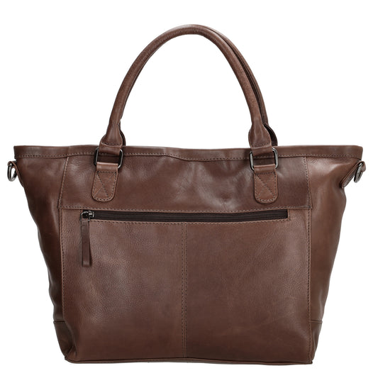 Schultertasche 31 x 29cm in Braun aus Leder mit Reißverschluss